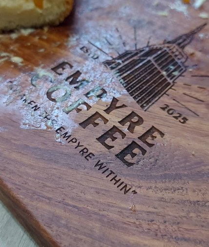 Empyre Coffee branded serving board